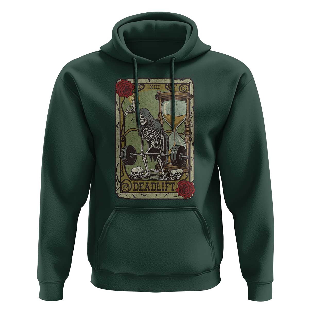 Funny Tarot Card Deadlifts Gym Workout Skeleton Hoodie