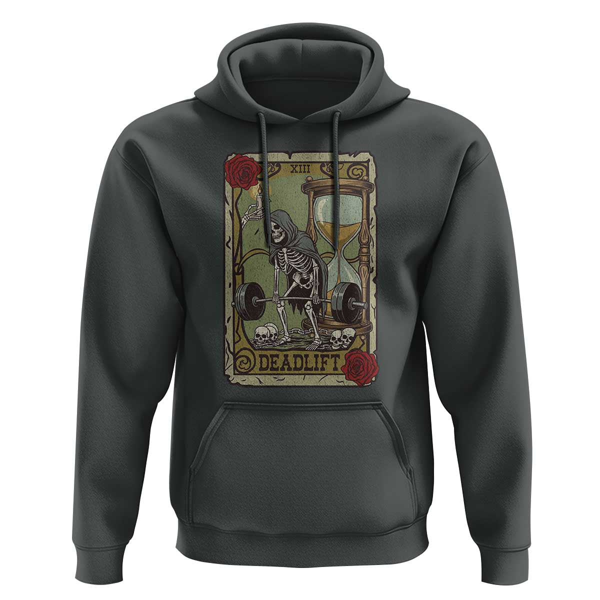 Funny Tarot Card Deadlifts Gym Workout Skeleton Hoodie