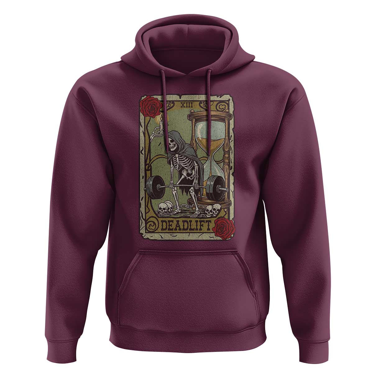 Funny Tarot Card Deadlifts Gym Workout Skeleton Hoodie