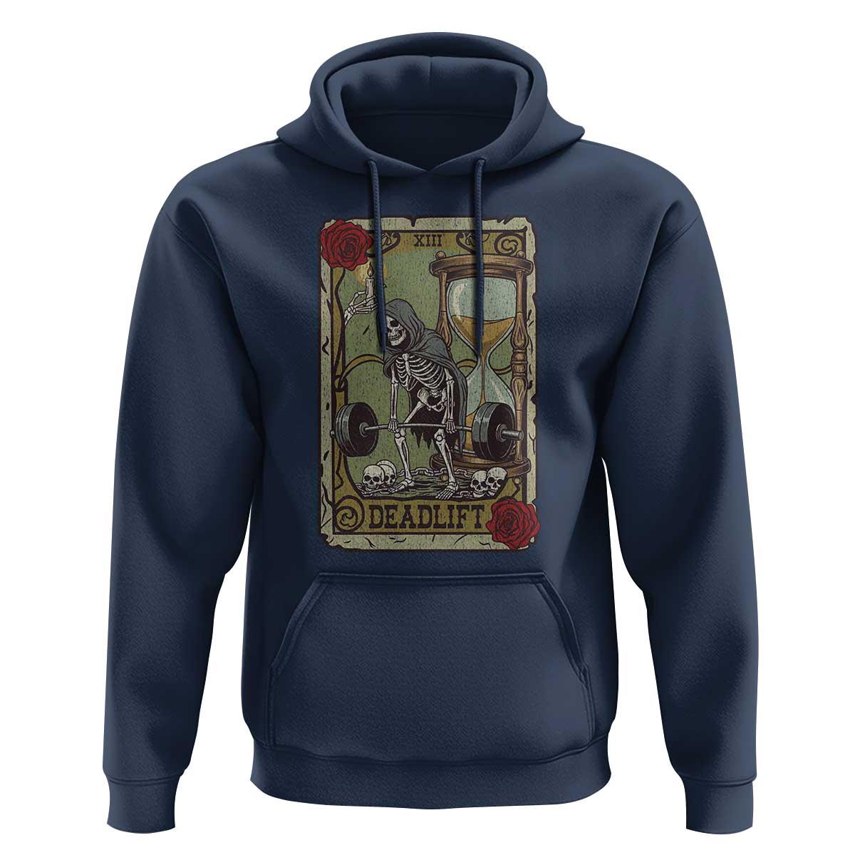 Funny Tarot Card Deadlifts Gym Workout Skeleton Hoodie