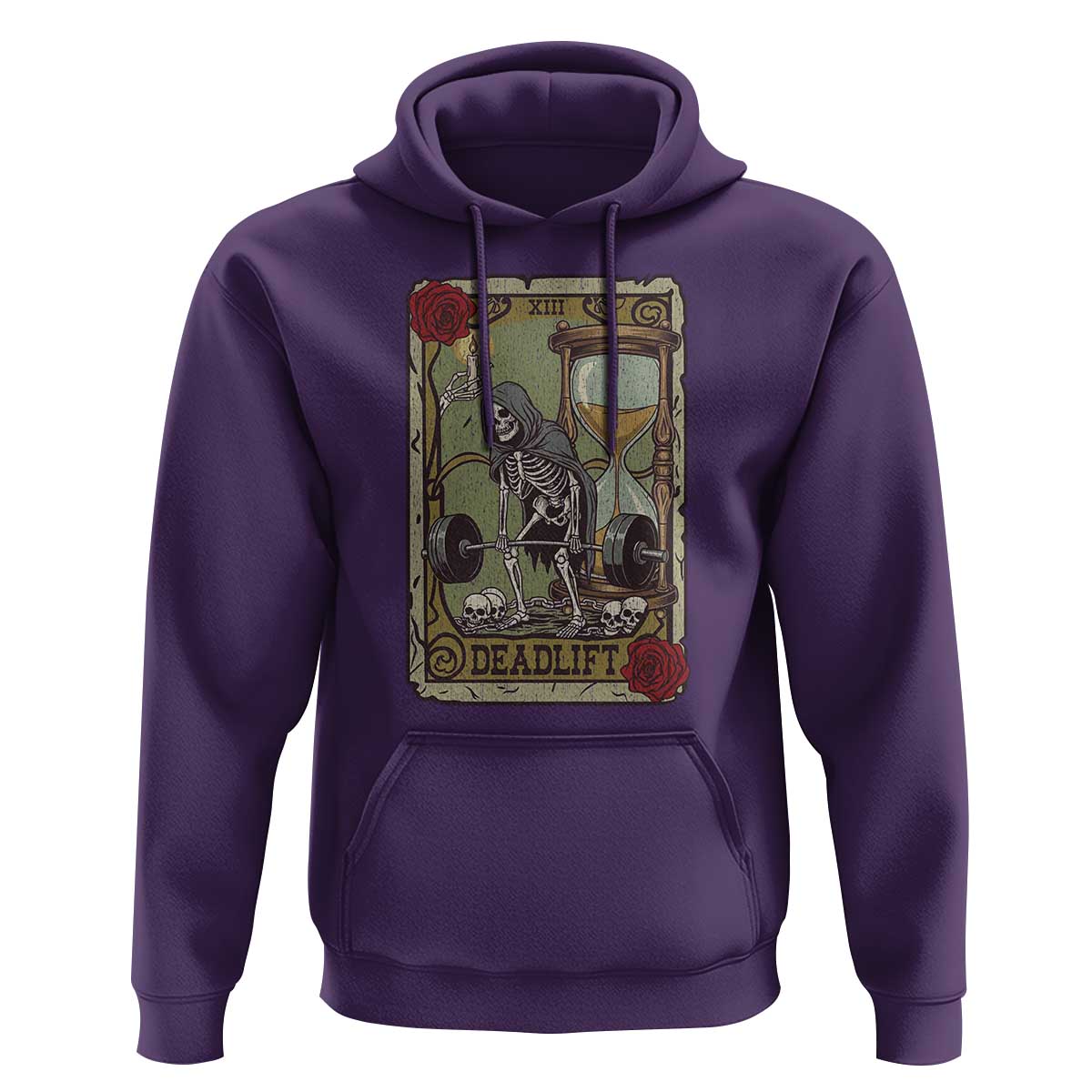 Funny Tarot Card Deadlifts Gym Workout Skeleton Hoodie
