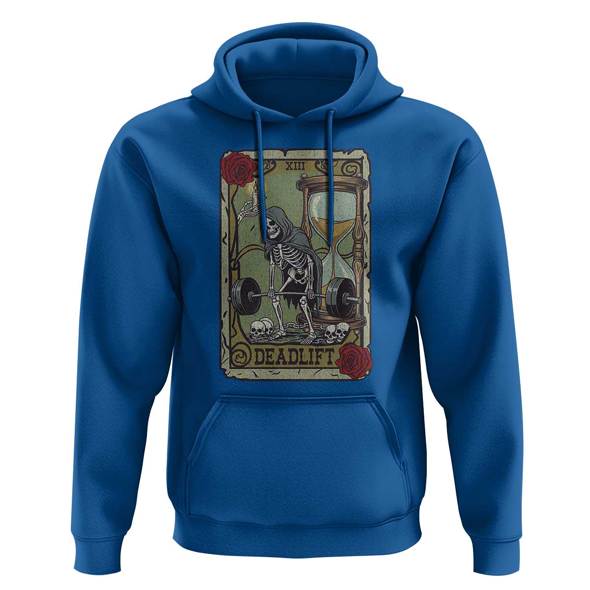 Funny Tarot Card Deadlifts Gym Workout Skeleton Hoodie
