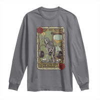 Funny Tarot Card Deadlifts Gym Workout Skeleton Long Sleeve Shirt