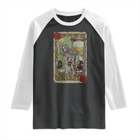 Funny Tarot Card Deadlifts Gym Workout Skeleton Raglan Shirt