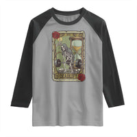 Funny Tarot Card Deadlifts Gym Workout Skeleton Raglan Shirt