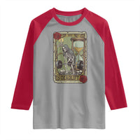 Funny Tarot Card Deadlifts Gym Workout Skeleton Raglan Shirt