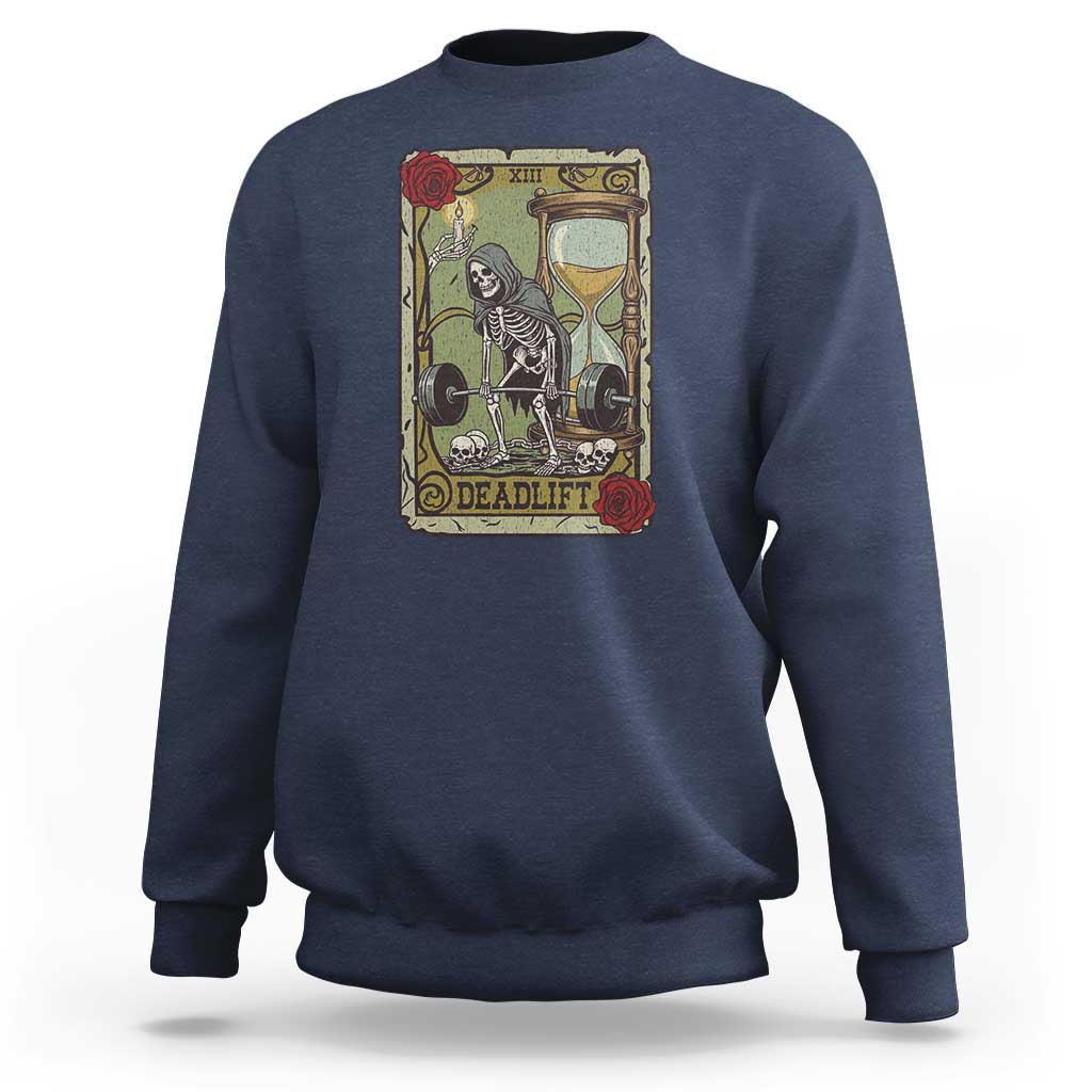 Funny Tarot Card Deadlifts Gym Workout Skeleton Sweatshirt