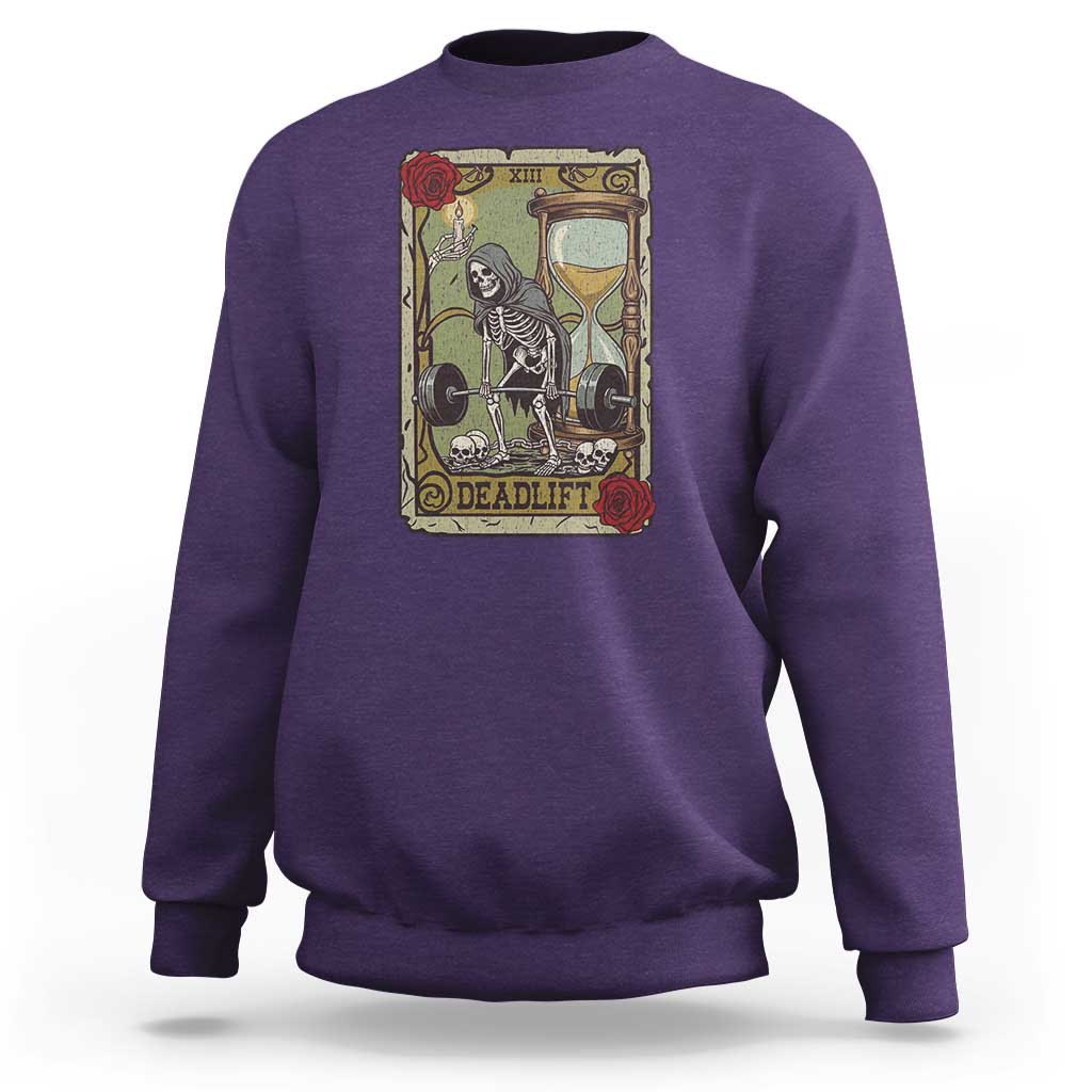 Funny Tarot Card Deadlifts Gym Workout Skeleton Sweatshirt