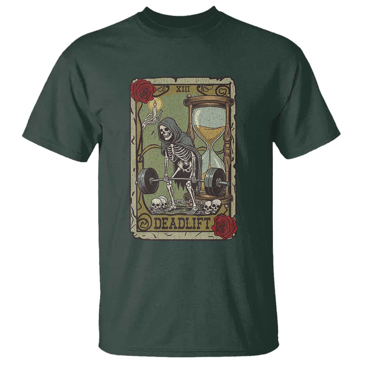 Funny Tarot Card Deadlifts Gym Workout Skeleton T Shirt