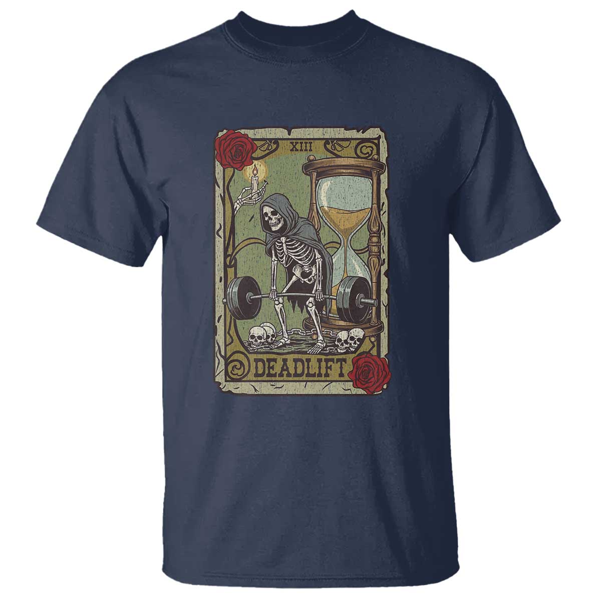 Funny Tarot Card Deadlifts Gym Workout Skeleton T Shirt