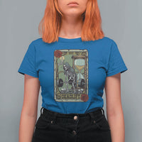 Funny Tarot Card Deadlifts Gym Workout Skeleton T Shirt For Women