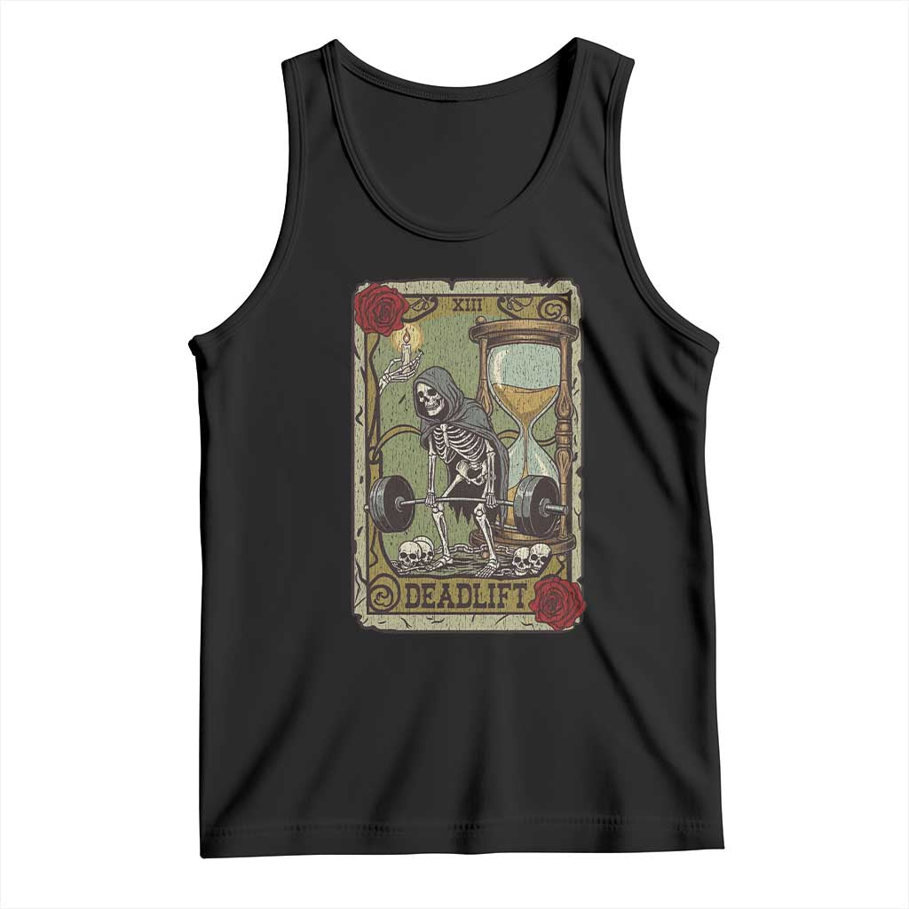 Funny Tarot Card Deadlifts Gym Workout Skeleton Tank Top