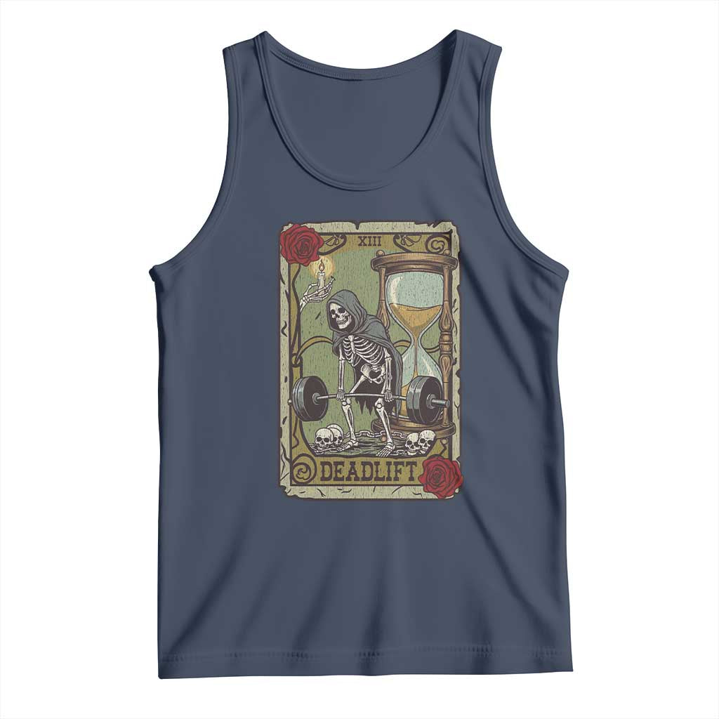 Funny Tarot Card Deadlifts Gym Workout Skeleton Tank Top