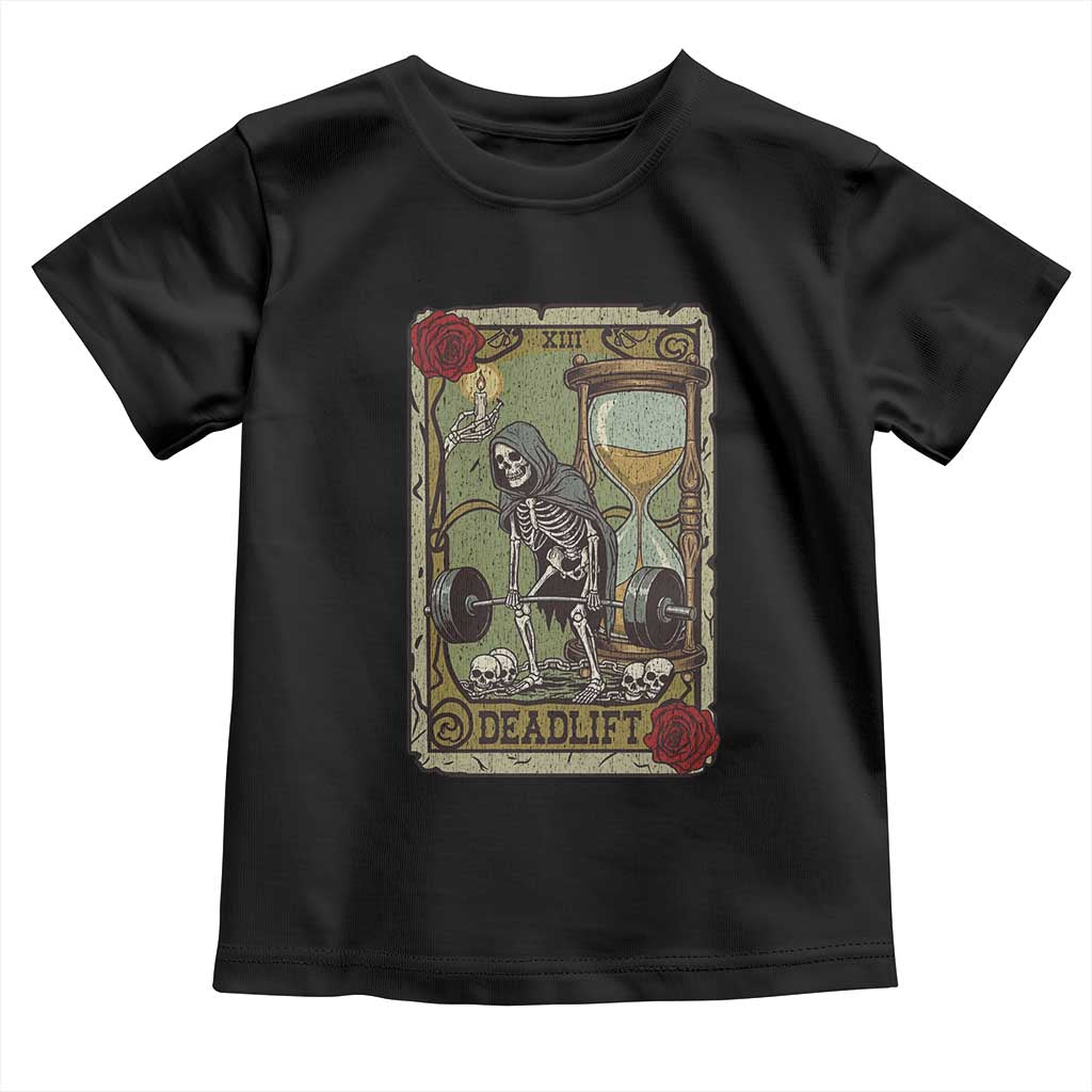 Funny Tarot Card Deadlifts Gym Workout Skeleton Toddler T Shirt