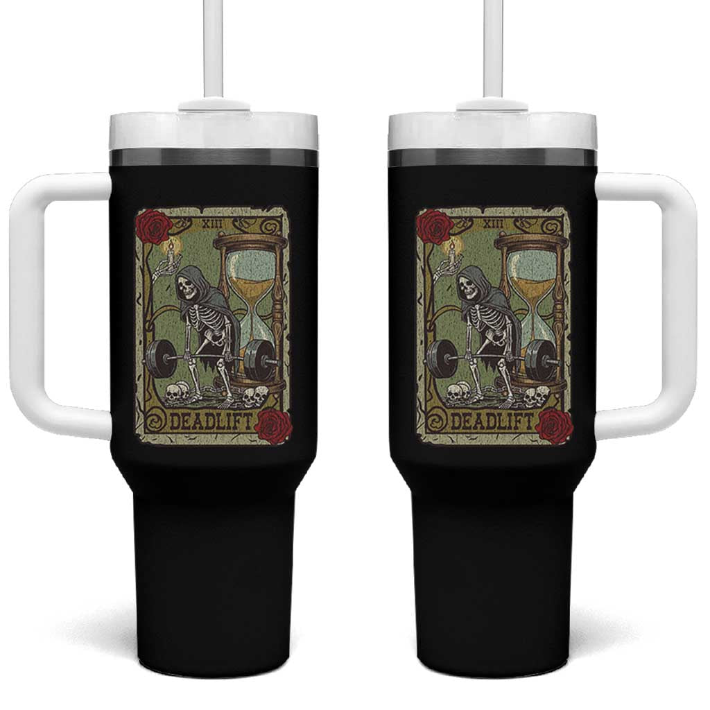 Funny Tarot Card Deadlifts Gym Workout Skeleton Tumbler With Handle