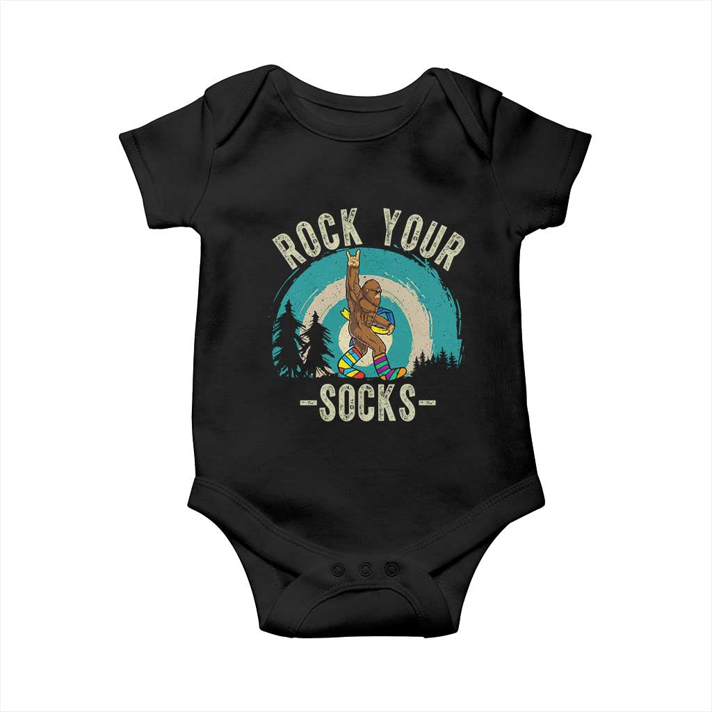 Funny Down Syndrome Awareness Bigfoot Baby Onesie Rock Your Socks