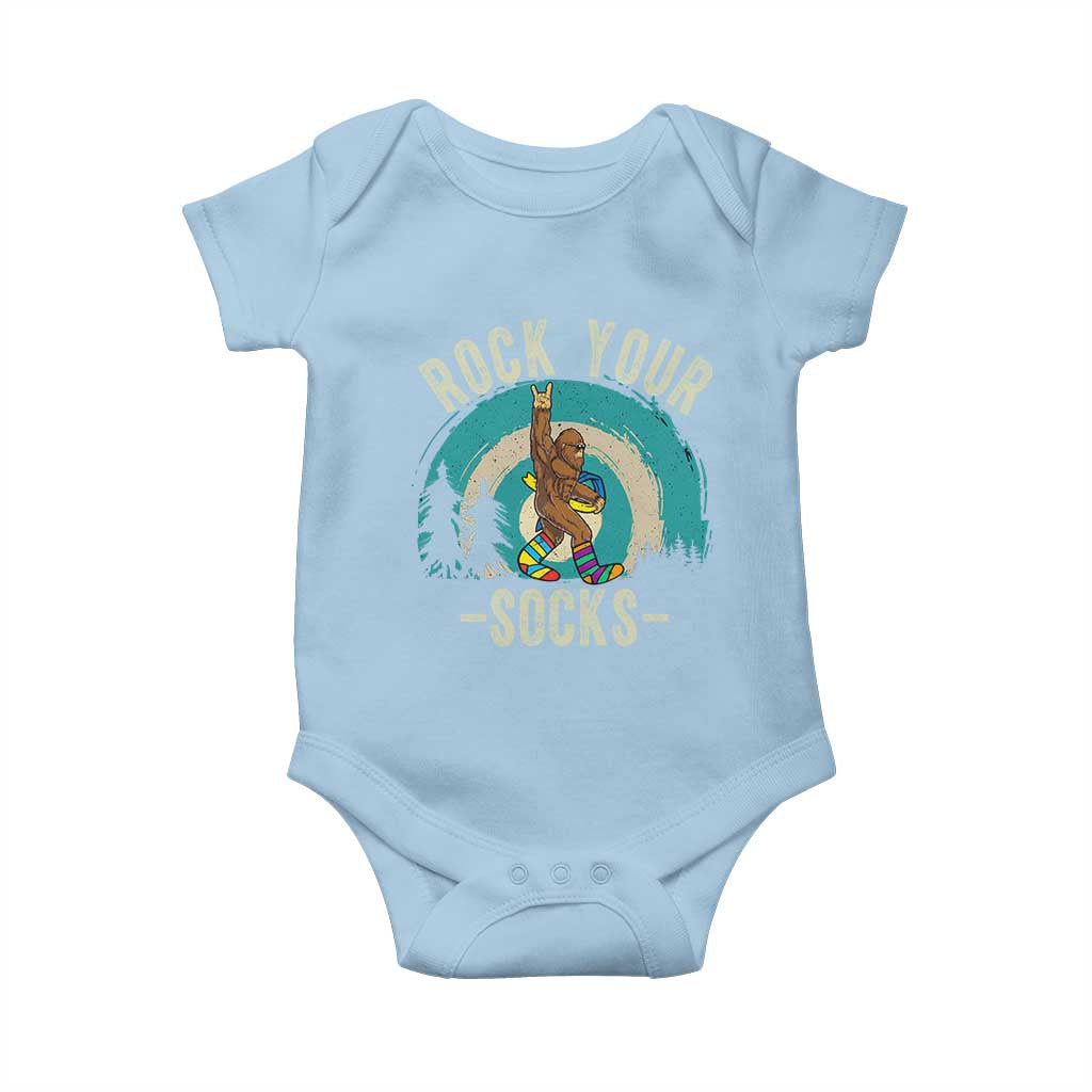 Funny Down Syndrome Awareness Bigfoot Baby Onesie Rock Your Socks