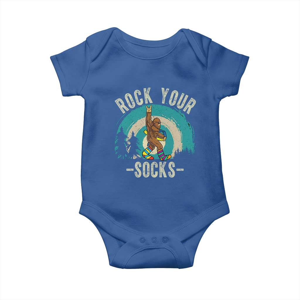 Funny Down Syndrome Awareness Bigfoot Baby Onesie Rock Your Socks