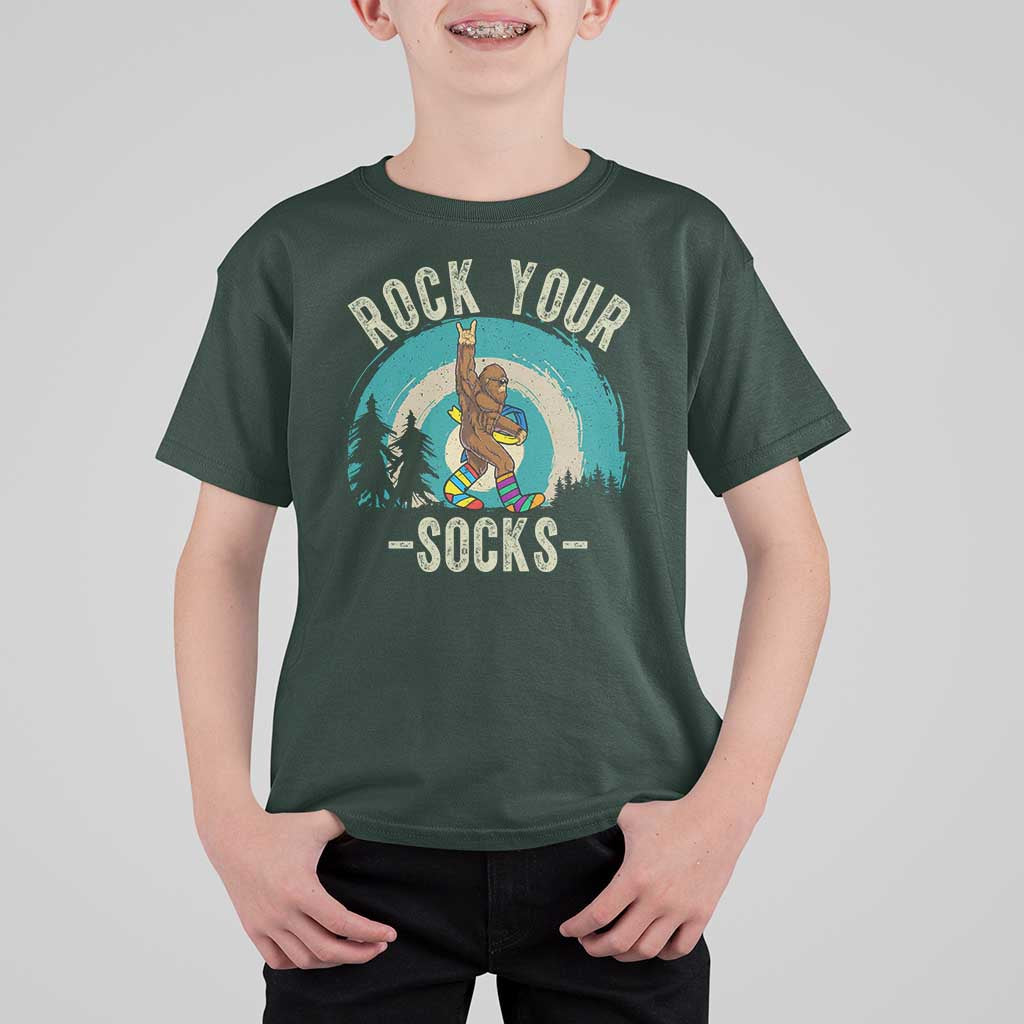 Funny Down Syndrome Awareness Bigfoot T Shirt For Kid Rock Your Socks