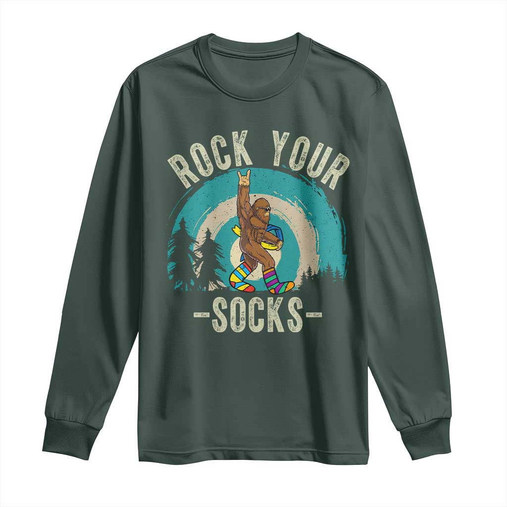 Funny Down Syndrome Awareness Bigfoot Long Sleeve Shirt Rock Your Socks