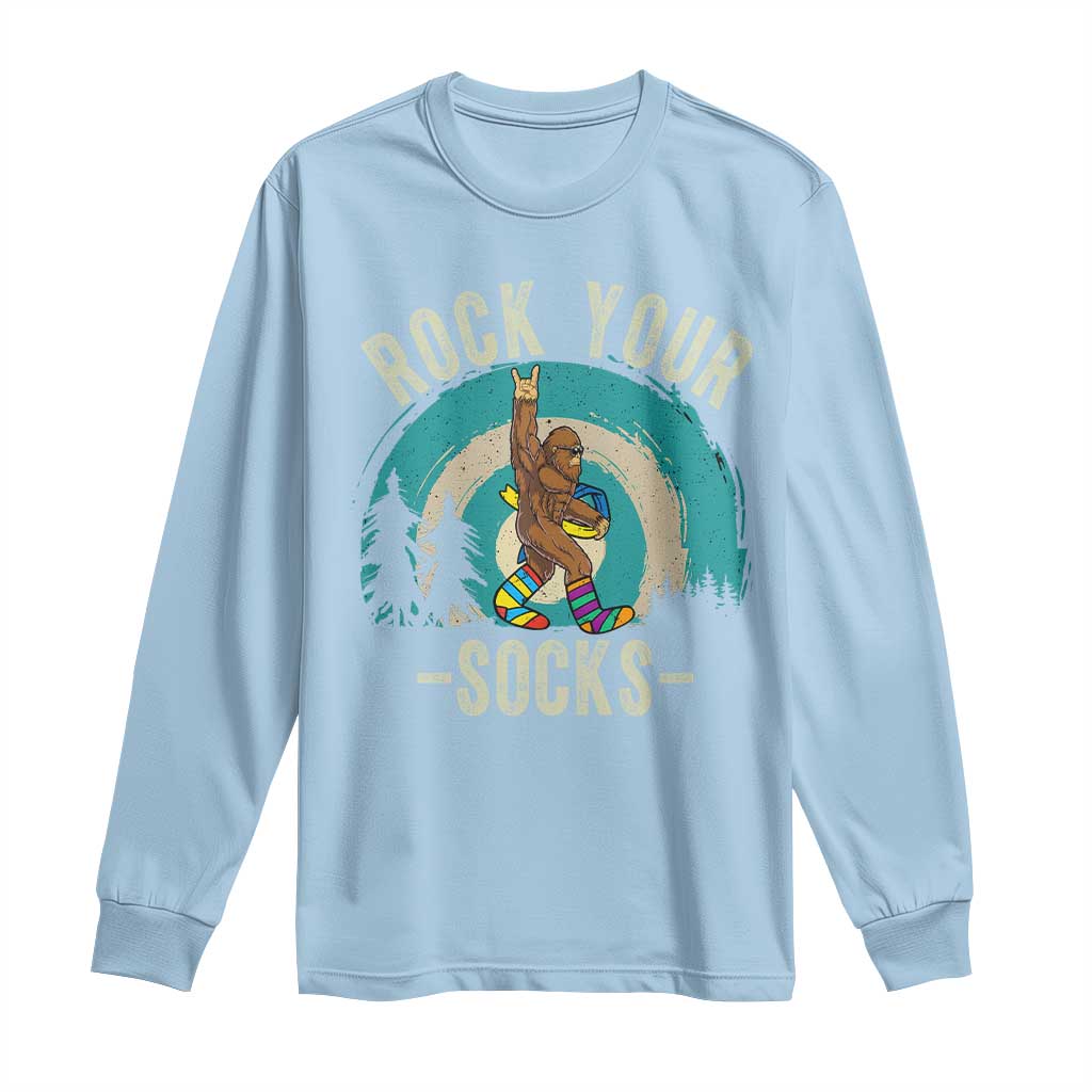 Funny Down Syndrome Awareness Bigfoot Long Sleeve Shirt Rock Your Socks