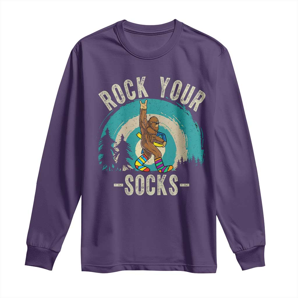 Funny Down Syndrome Awareness Bigfoot Long Sleeve Shirt Rock Your Socks