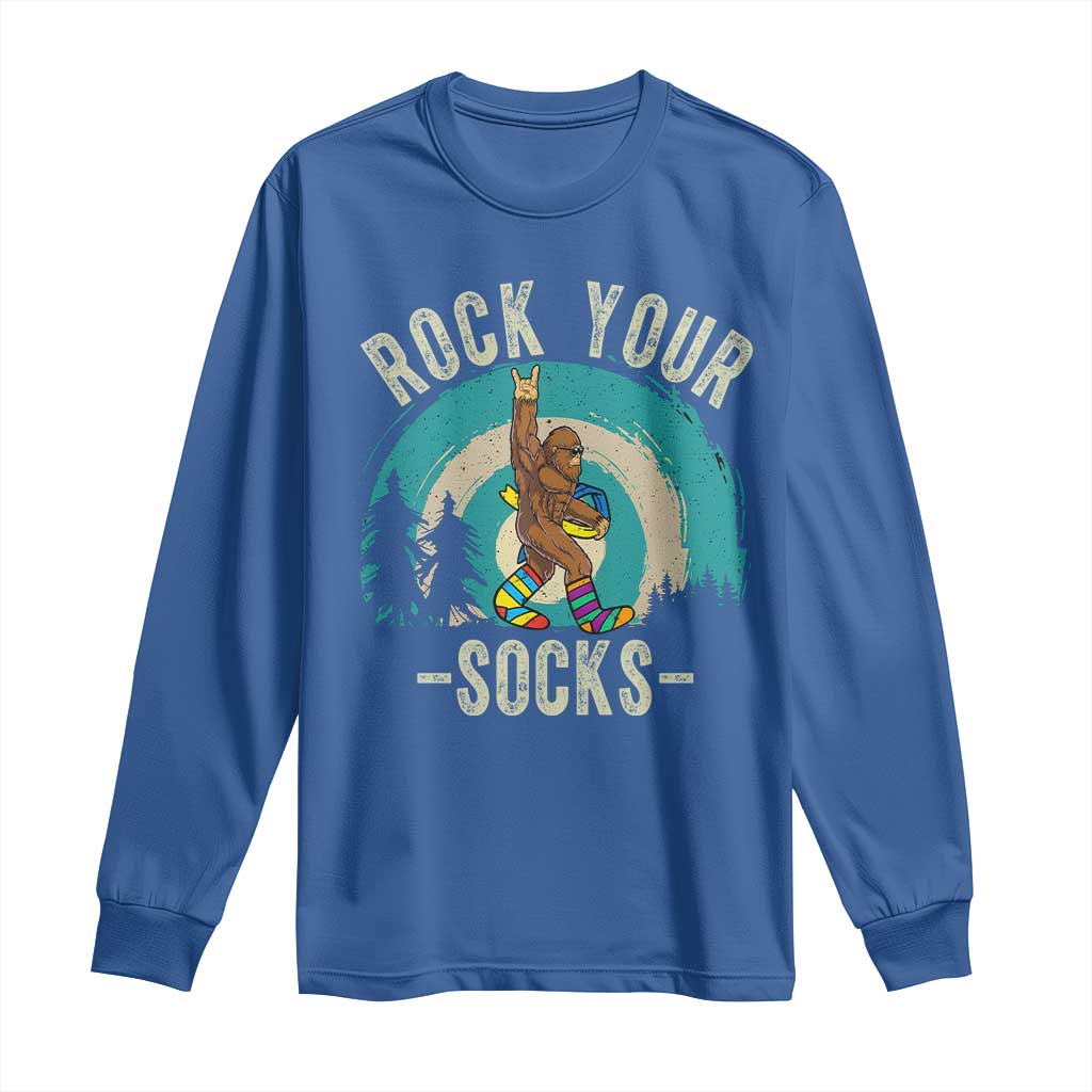 Funny Down Syndrome Awareness Bigfoot Long Sleeve Shirt Rock Your Socks