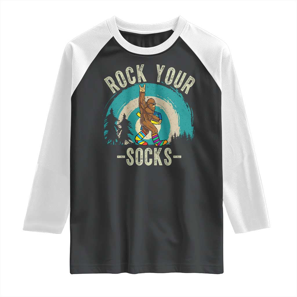 Funny Down Syndrome Awareness Bigfoot Raglan Shirt Rock Your Socks