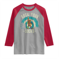 Funny Down Syndrome Awareness Bigfoot Raglan Shirt Rock Your Socks
