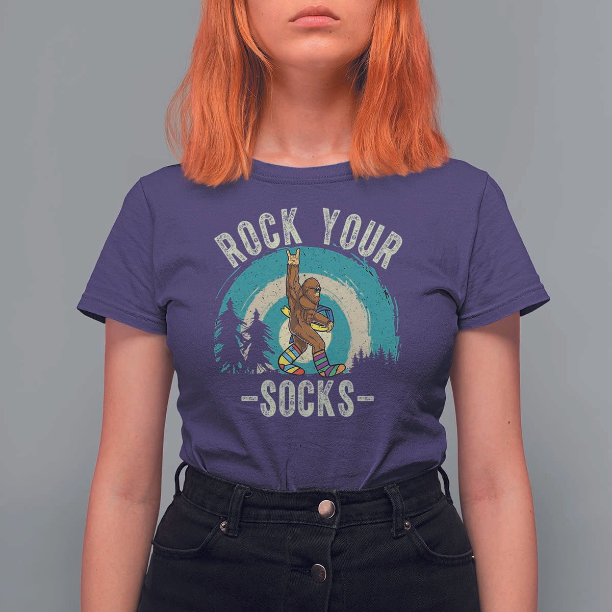 Funny Down Syndrome Awareness Bigfoot T Shirt For Women Rock Your Socks