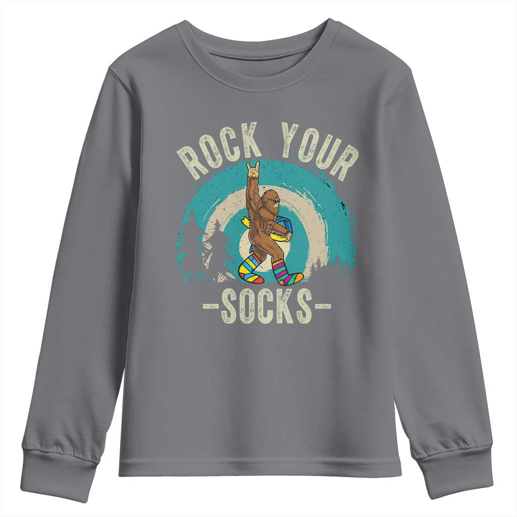 Funny Down Syndrome Awareness Bigfoot Youth Sweatshirt Rock Your Socks