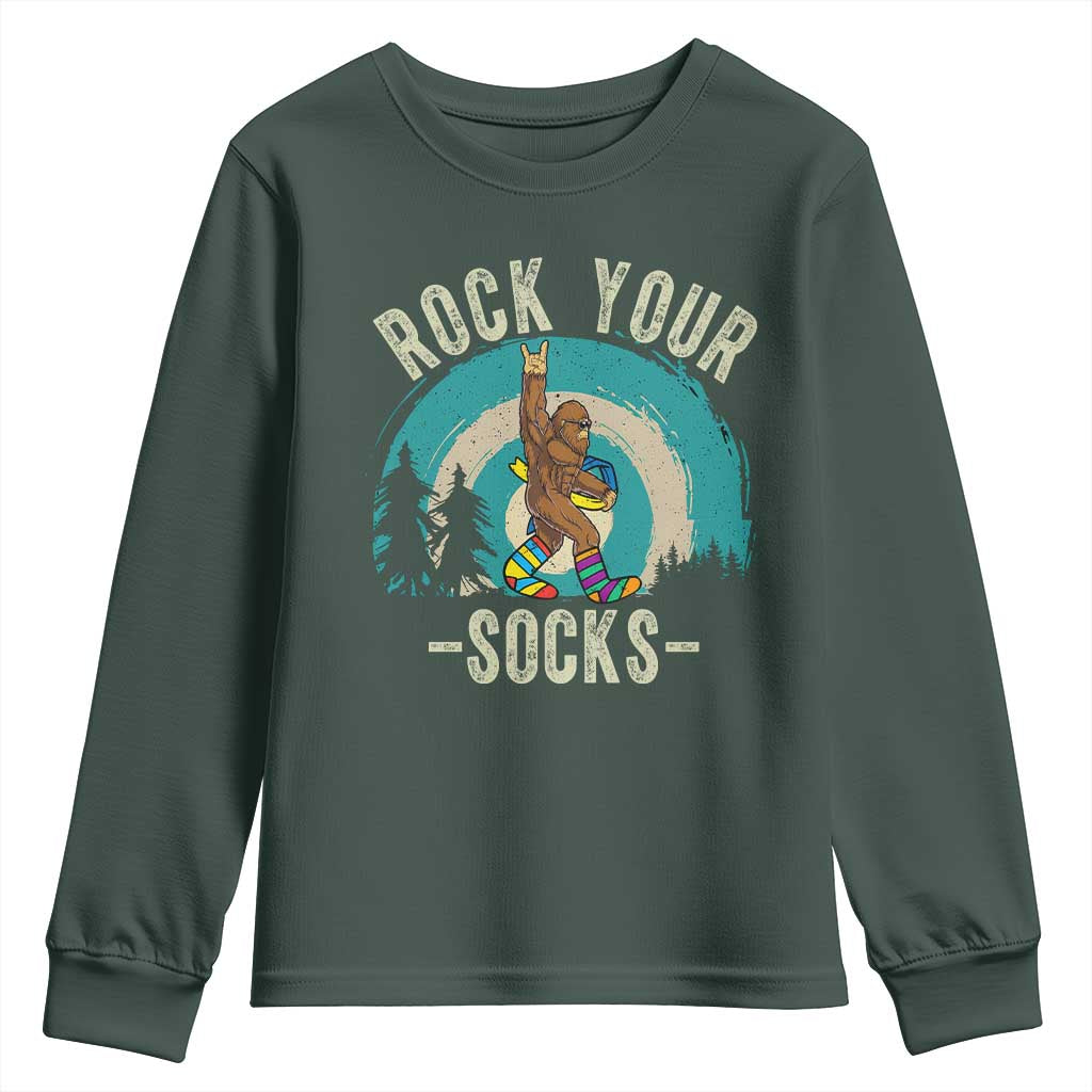 Funny Down Syndrome Awareness Bigfoot Youth Sweatshirt Rock Your Socks