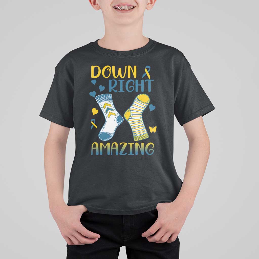 Down Right Amazing T Shirt For Kid Down Syndrome Awareness Socks Ribbon