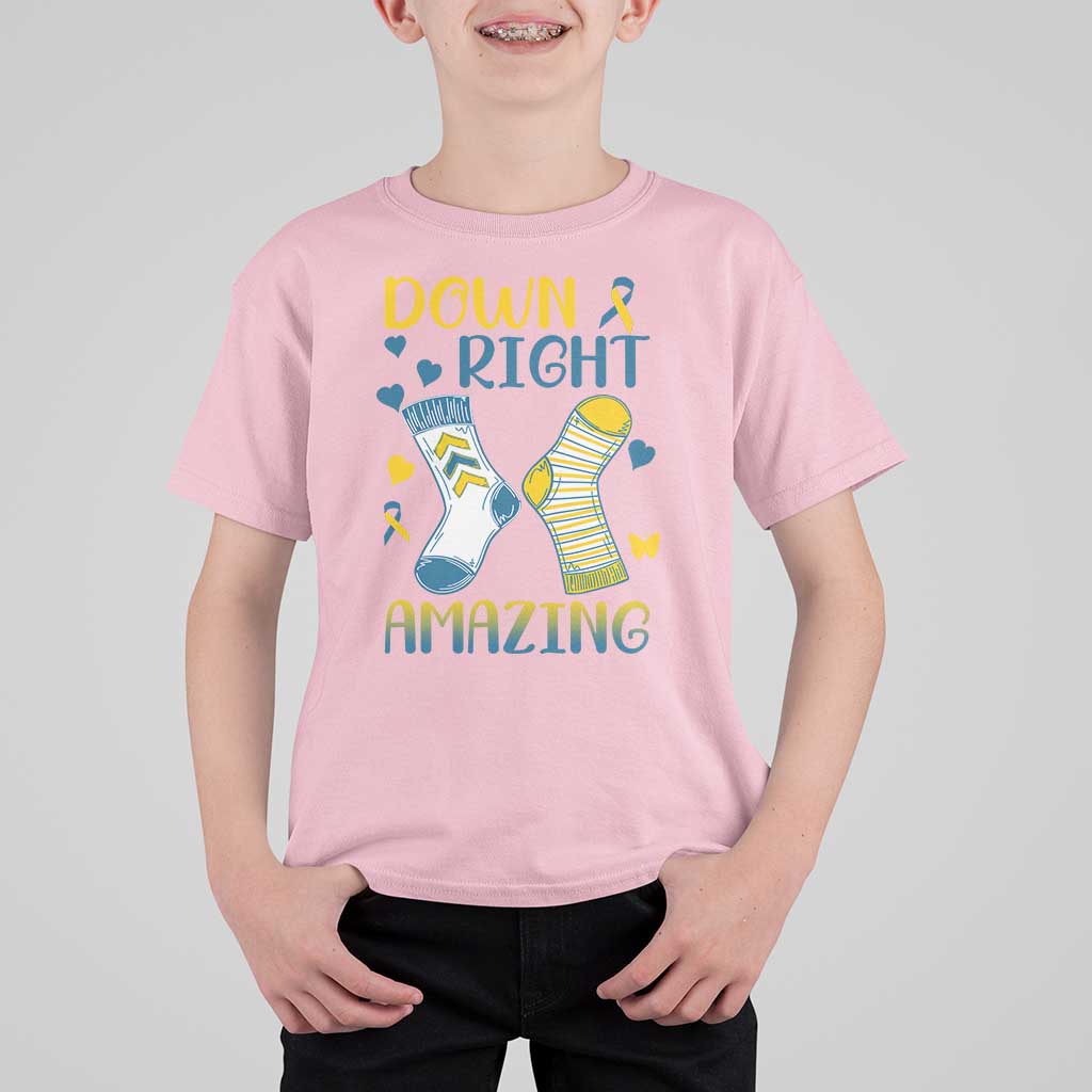 Down Right Amazing T Shirt For Kid Down Syndrome Awareness Socks Ribbon