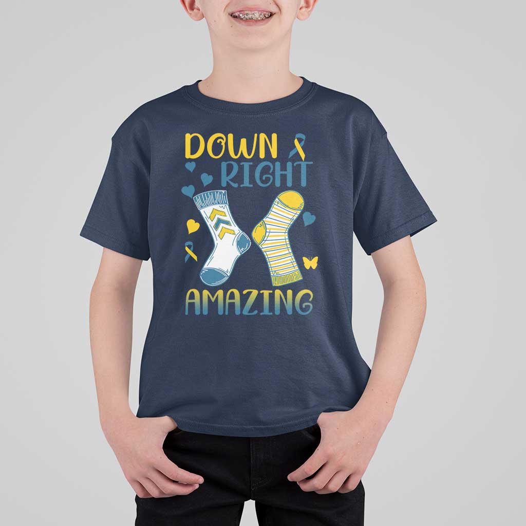 Down Right Amazing T Shirt For Kid Down Syndrome Awareness Socks Ribbon