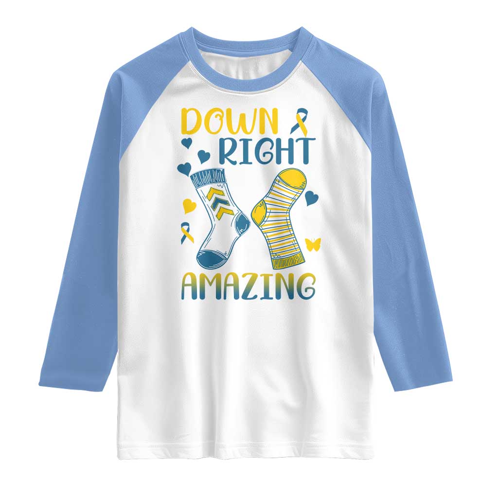 Down Right Amazing Raglan Shirt Down Syndrome Awareness Socks Ribbon