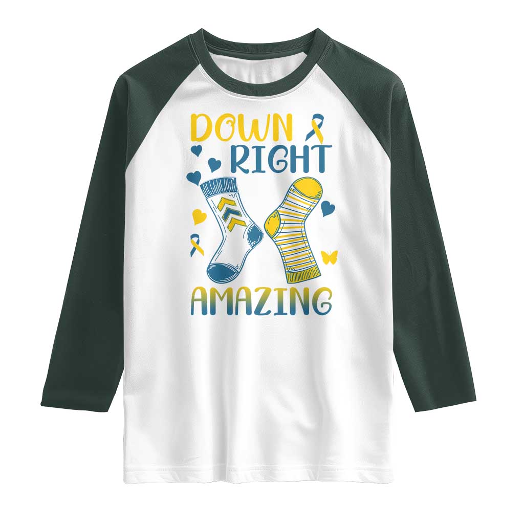 Down Right Amazing Raglan Shirt Down Syndrome Awareness Socks Ribbon
