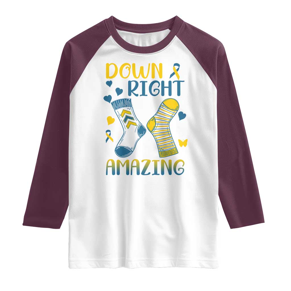 Down Right Amazing Raglan Shirt Down Syndrome Awareness Socks Ribbon