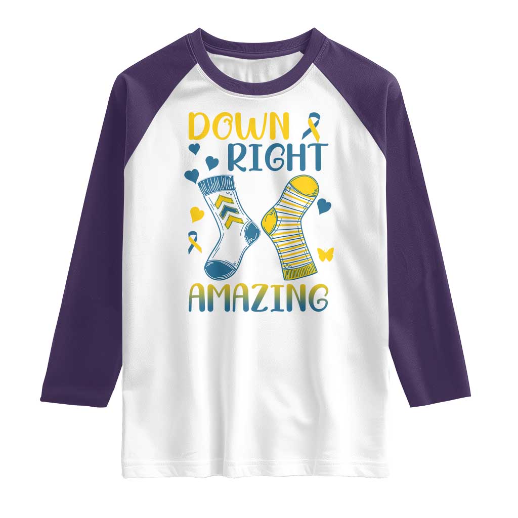 Down Right Amazing Raglan Shirt Down Syndrome Awareness Socks Ribbon