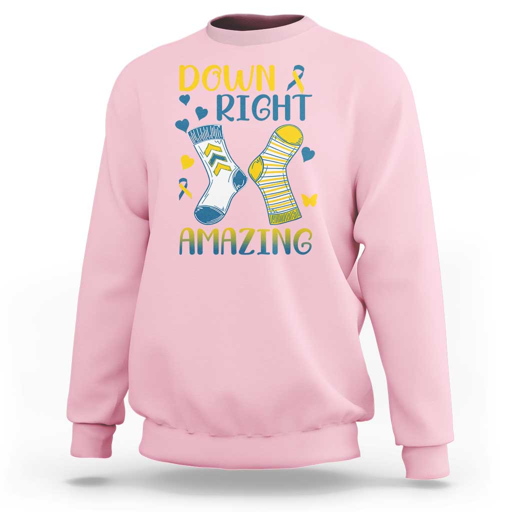 Down Right Amazing Sweatshirt Down Syndrome Awareness Socks Ribbon
