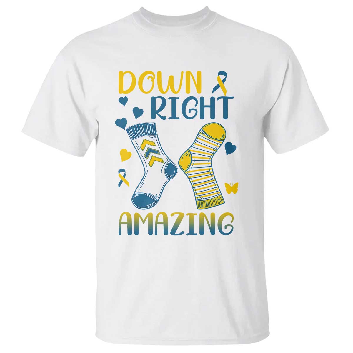 Down Right Amazing T Shirt Down Syndrome Awareness Socks Ribbon