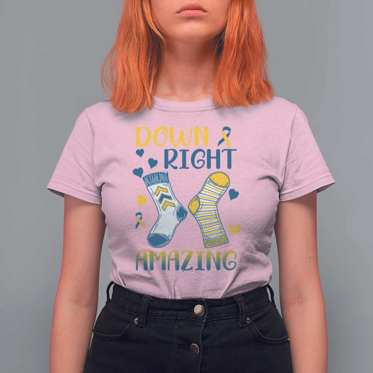 Down Right Amazing T Shirt For Women Down Syndrome Awareness Socks Ribbon
