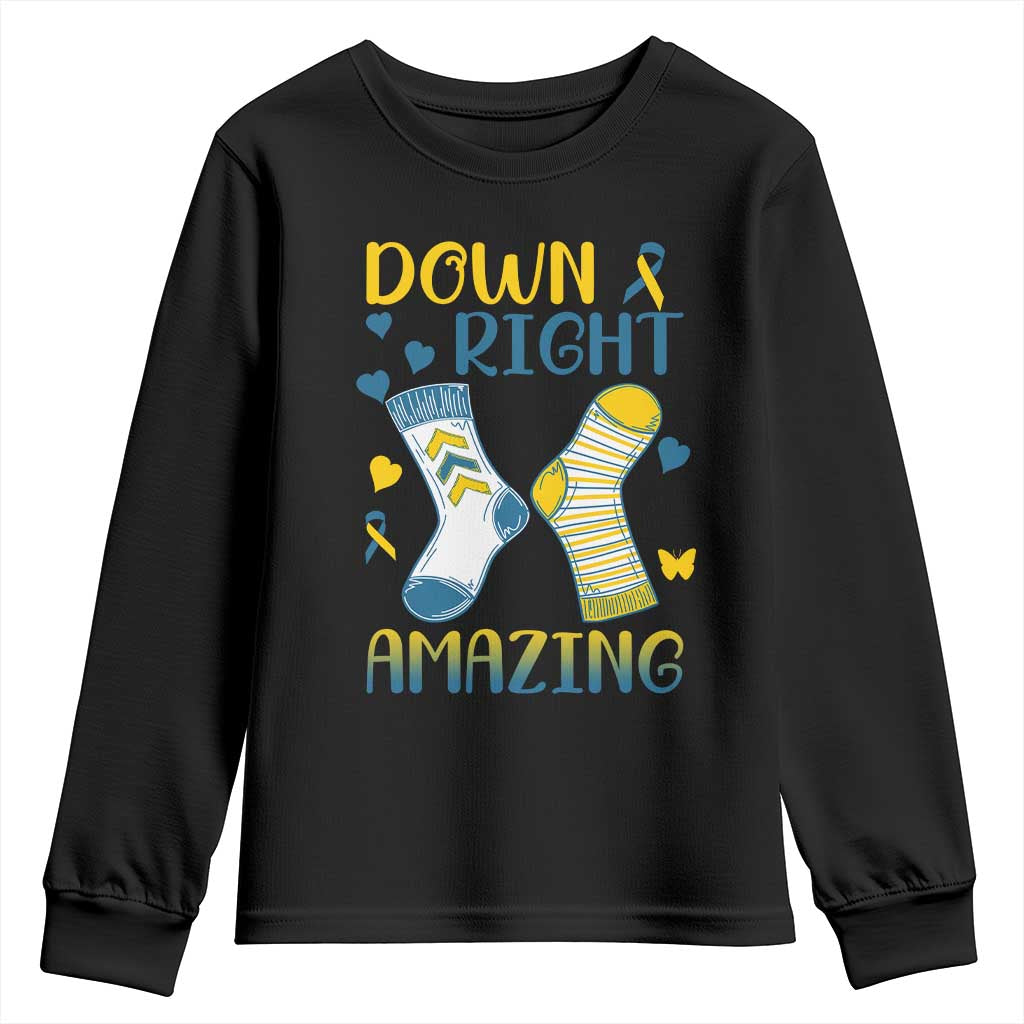 Down Right Amazing Youth Sweatshirt Down Syndrome Awareness Socks Ribbon