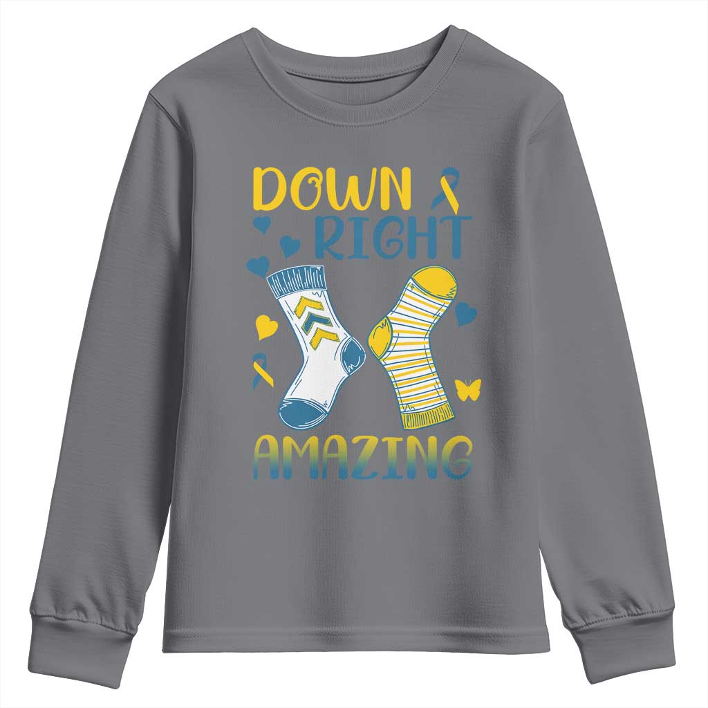 Down Right Amazing Youth Sweatshirt Down Syndrome Awareness Socks Ribbon