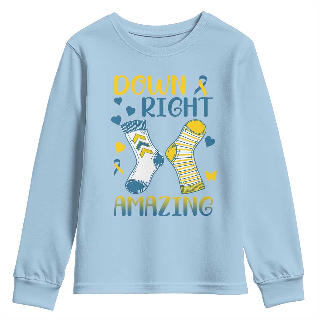 Down Right Amazing Youth Sweatshirt Down Syndrome Awareness Socks Ribbon