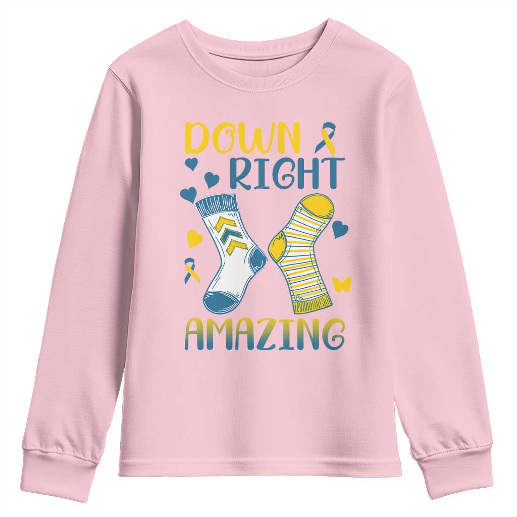 Down Right Amazing Youth Sweatshirt Down Syndrome Awareness Socks Ribbon