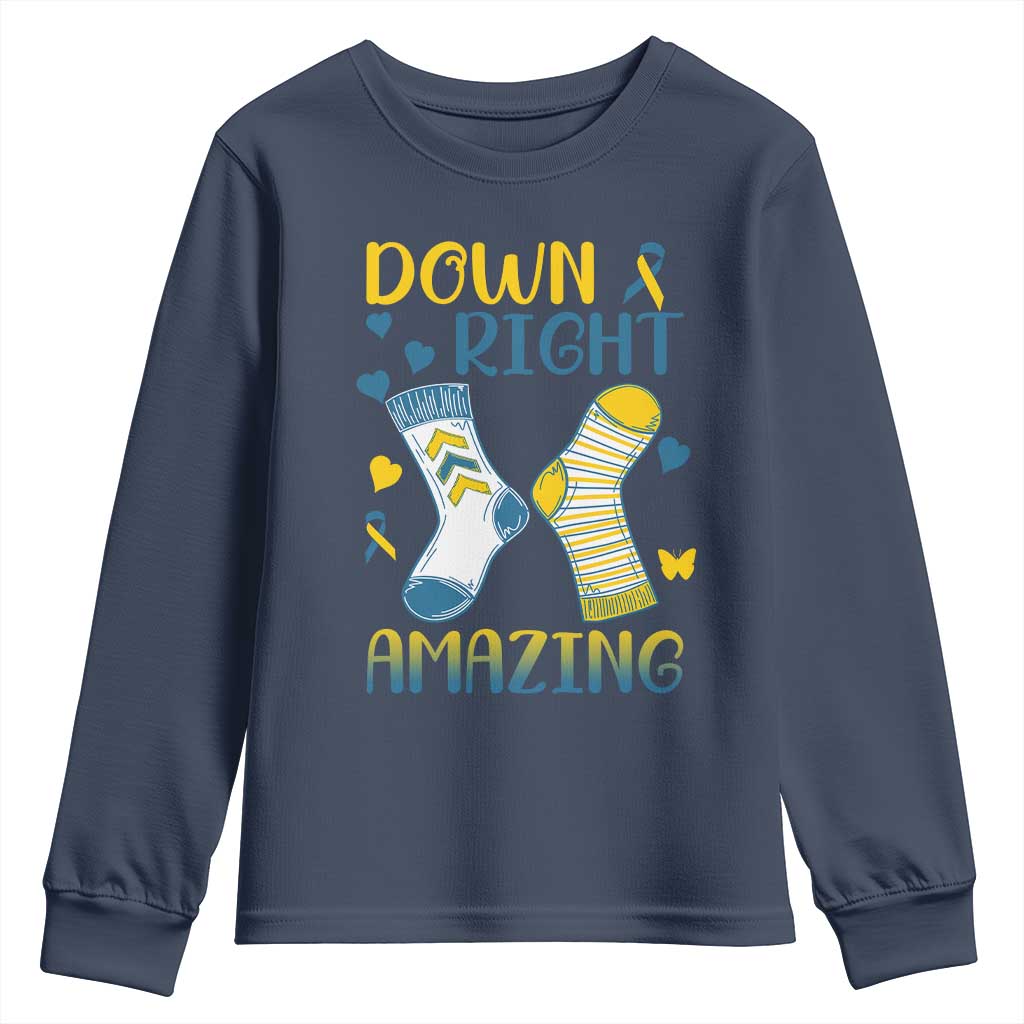 Down Right Amazing Youth Sweatshirt Down Syndrome Awareness Socks Ribbon