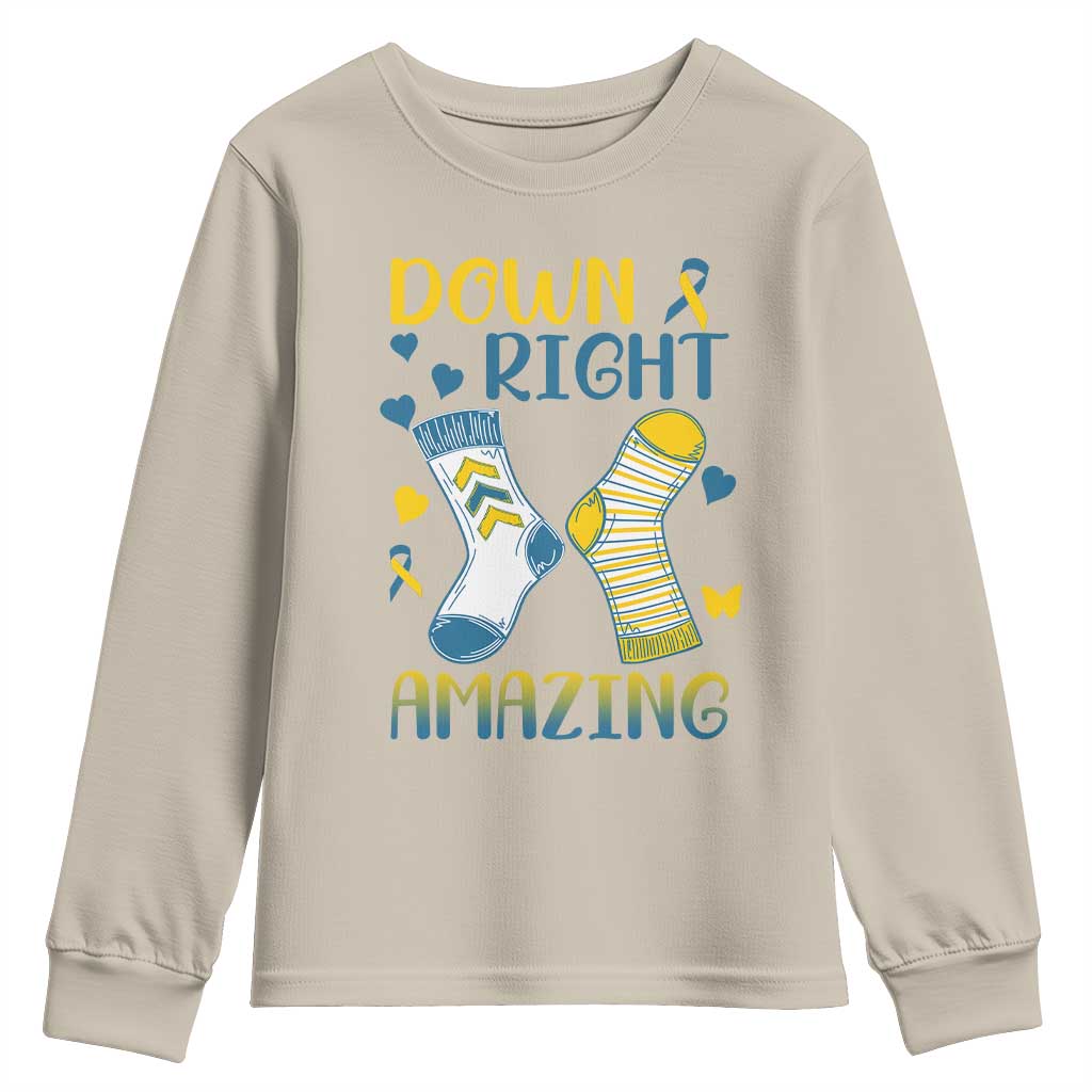 Down Right Amazing Youth Sweatshirt Down Syndrome Awareness Socks Ribbon