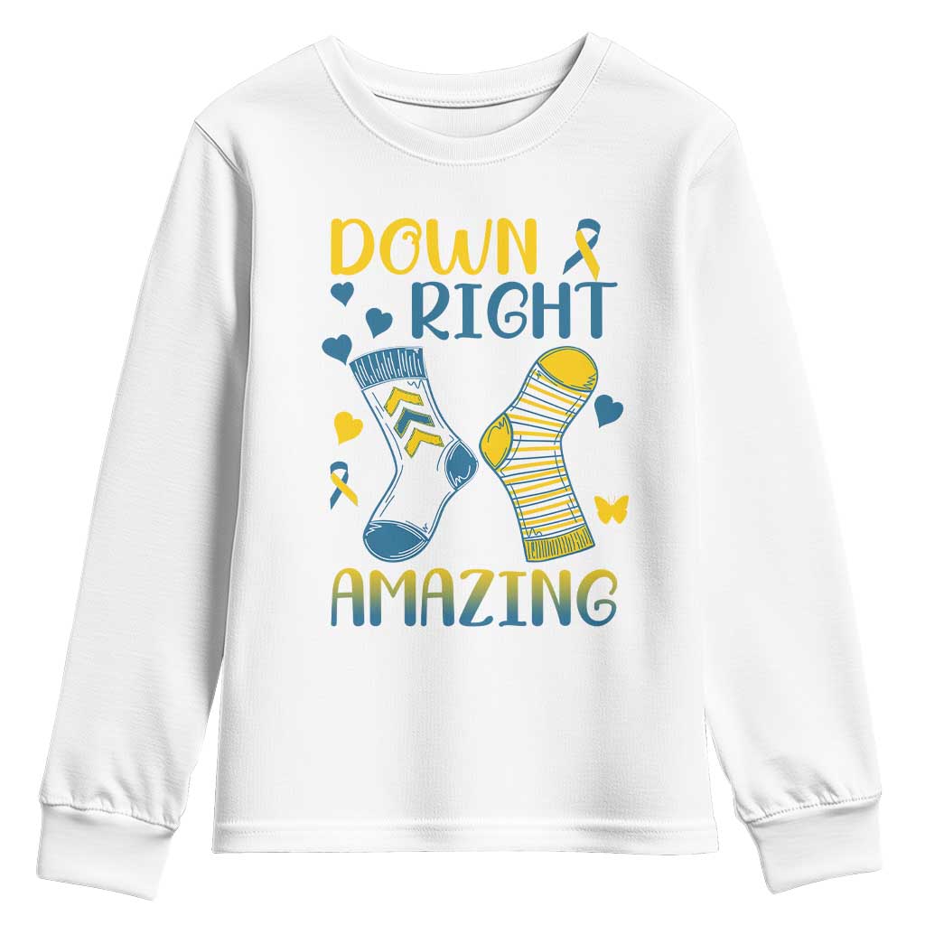 Down Right Amazing Youth Sweatshirt Down Syndrome Awareness Socks Ribbon