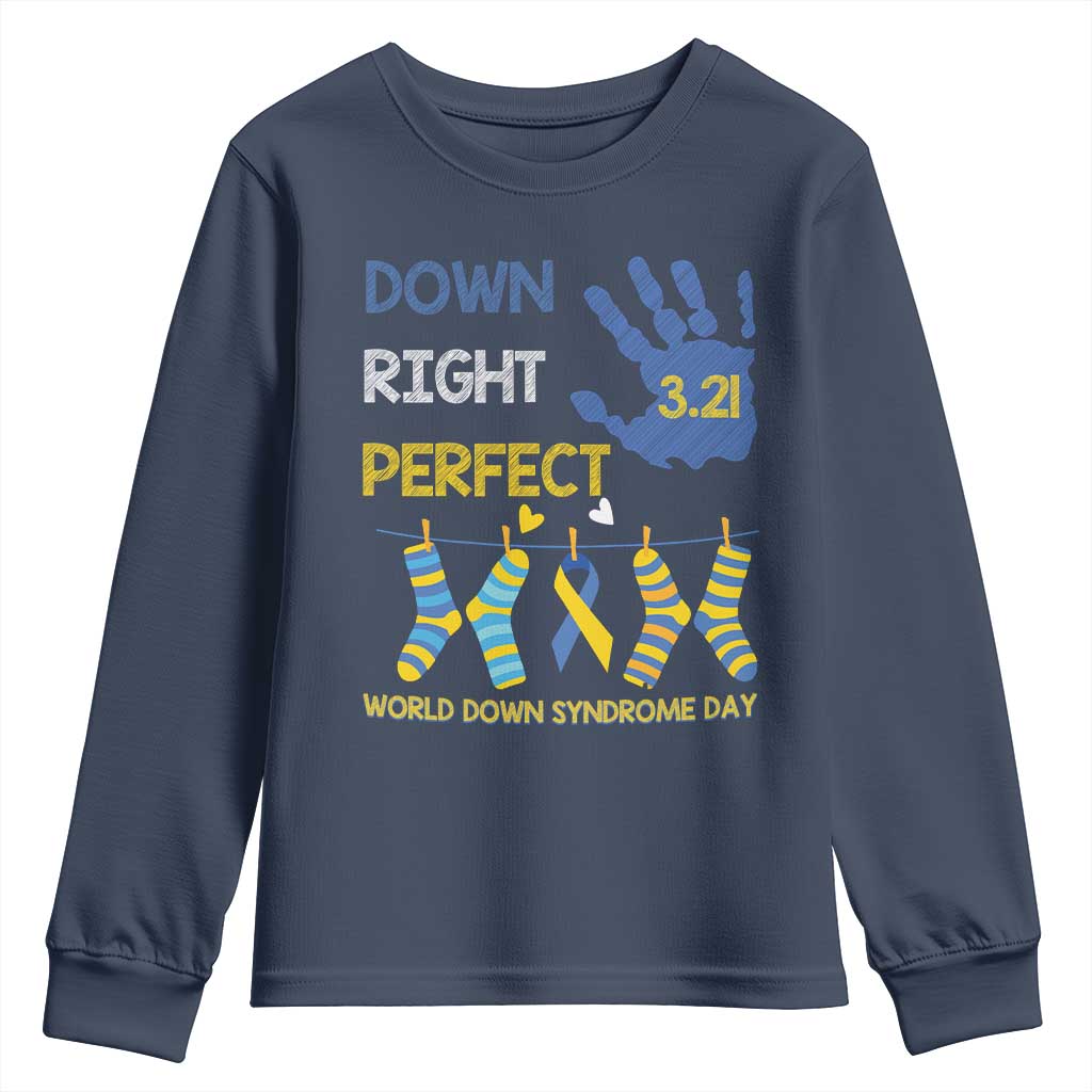 Down Right Perfect Youth Sweatshirt March 21 World Down Syndrome Day Socks